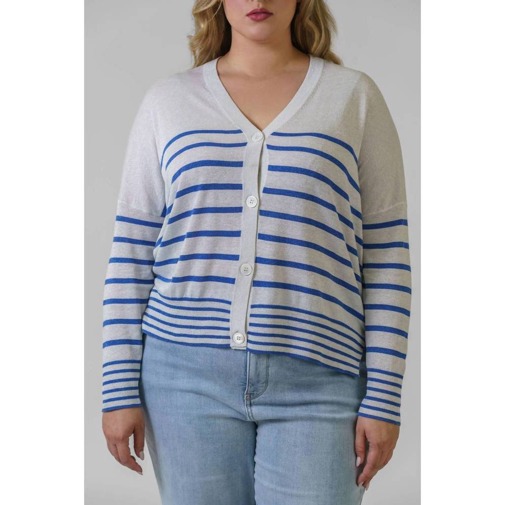 NEW ESTHEME navy stripe cardigan - plus in blue and white stripe